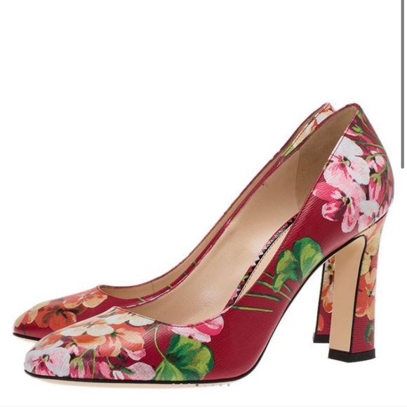 Gucci Bloom Floral Block Heels + Dustbag + Box - Picture 10 of 10